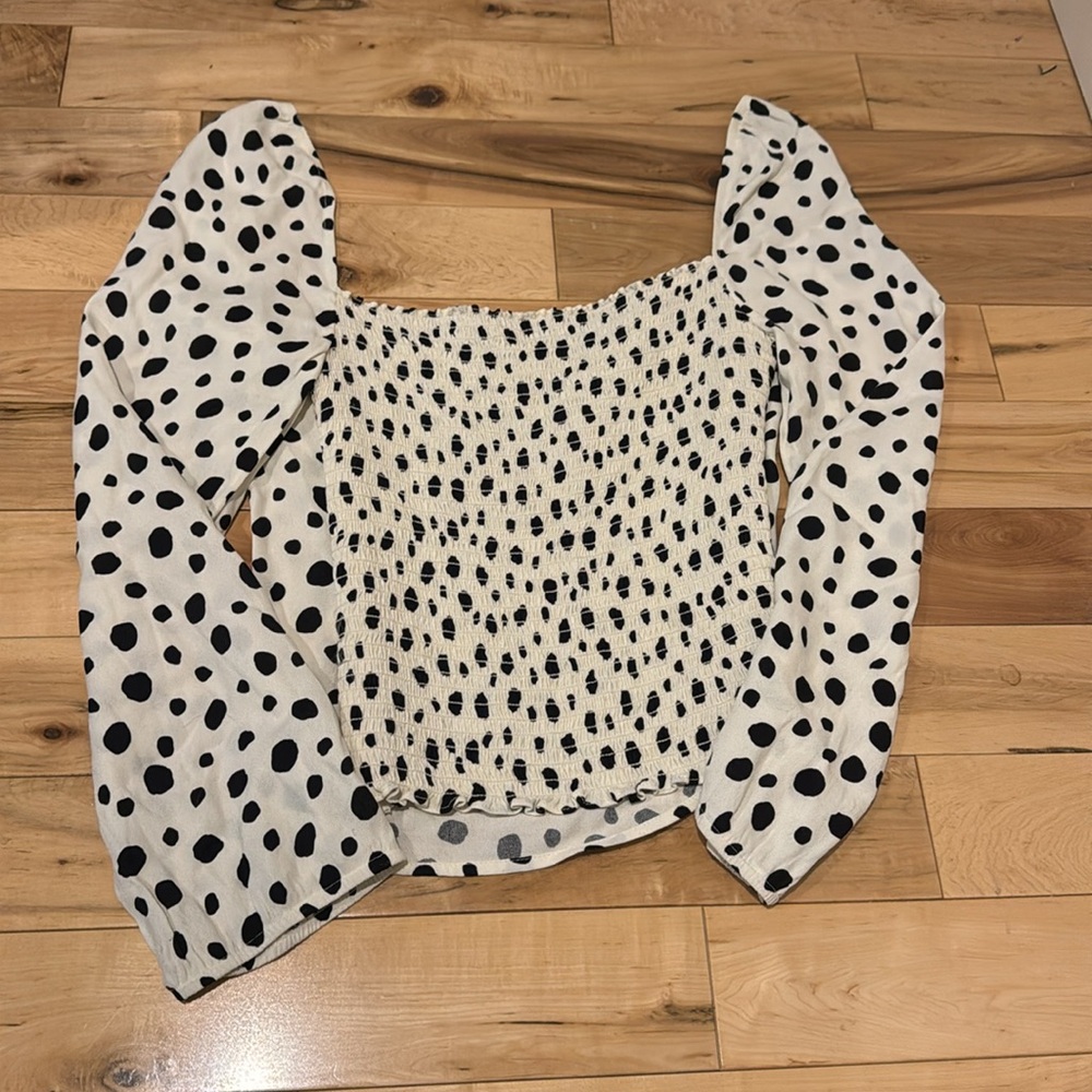 Reformation Reign Polka Dot Top in Ink Blot Size 12 - Picture 8 of 8